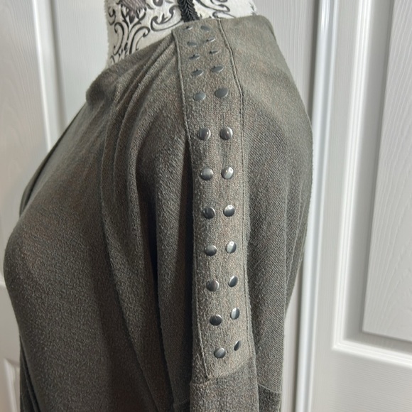 NIC+ZOE Gray Asymmetrical Ruched Blouse L - Picture 4 of 6